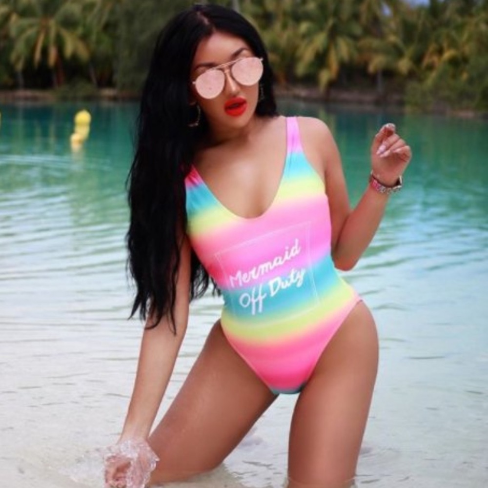 RARE!! MERMAID ON DUTY NEON PASTELS SWIMSUIT